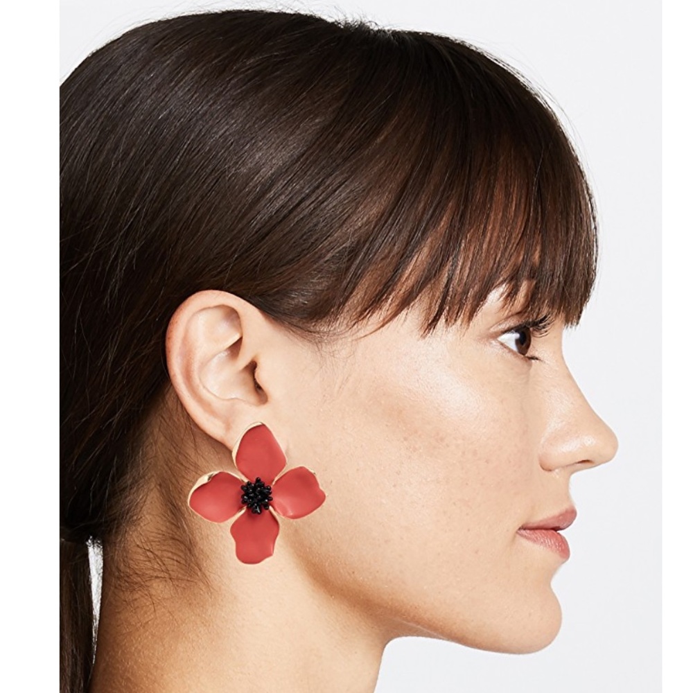 Oscar de la renta painted flower button earrings